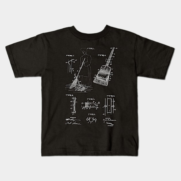 broom dust pan Vintage Patent Drawing Kids T-Shirt by TheYoungDesigns